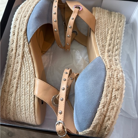 Blue and Tan Suede Espadrille Flats - Picture 4 of 7
